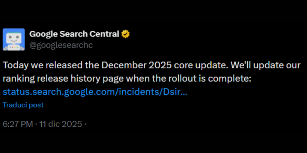 Google Core Update dicembre 2025