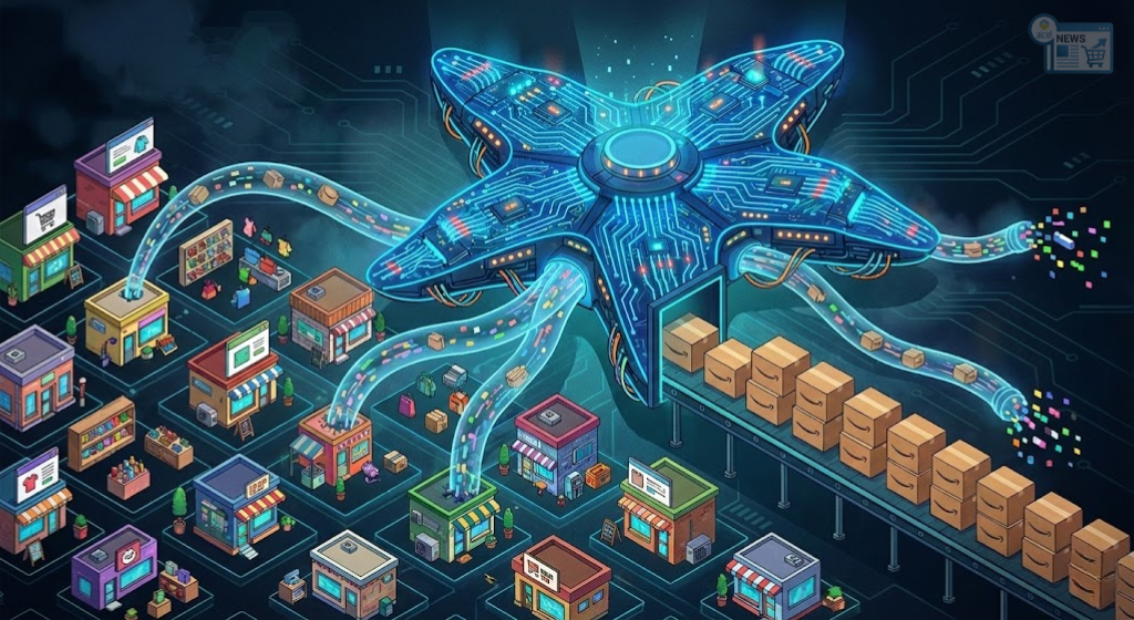 Rappresenta l'algoritmo (Project Starfish) come un'entità sovrastante e tecnologica