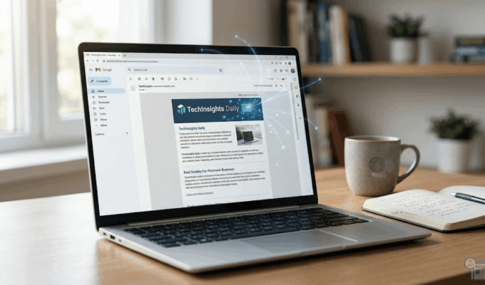 Immagine di un notebook con newsletter dove all'apertura si attiva, "dietro le quinte", la tecnologia di tracciamento