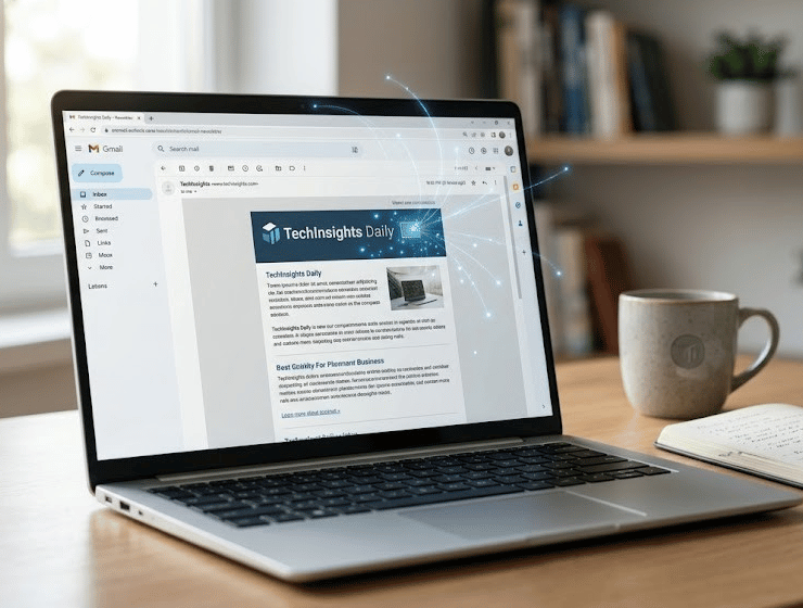 Immagine di un notebook con newsletter dove all'apertura si attiva, "dietro le quinte", la tecnologia di tracciamento