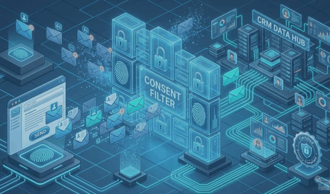 Illustrazione isonometrica B2B che mostra una rete logistica urbana con locker intelligenti, punti di ritiro PUDO e flussi di dati luminosi, ottimizzata per l'e-commerce 2026.
