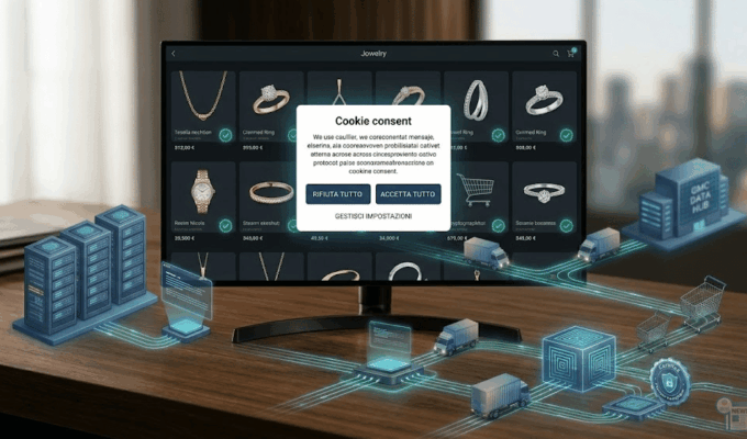 schermo con il popup del consenso cookis