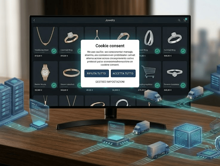 schermo con il popup del consenso cookis
