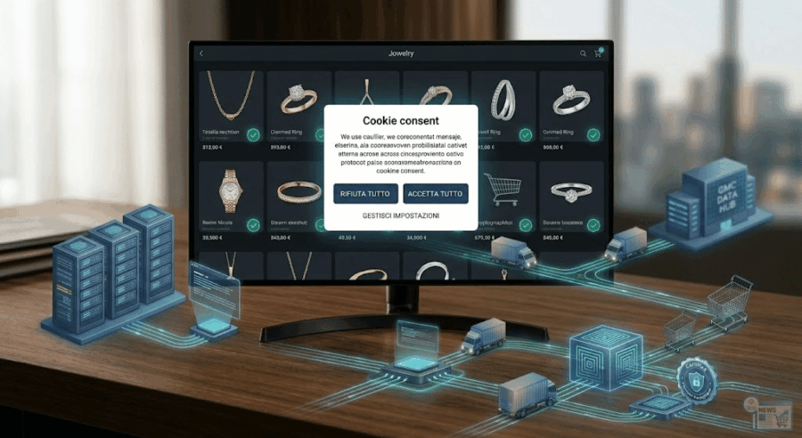 schermo con il popup del consenso cookis