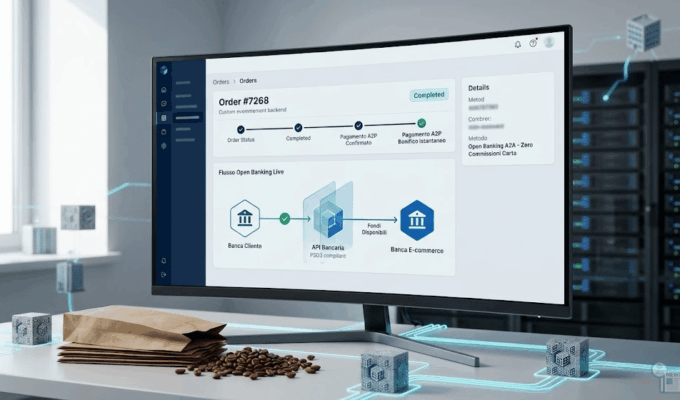 a modern e-commerce platform backend orders management screen, displayed on a high-resolution monitor