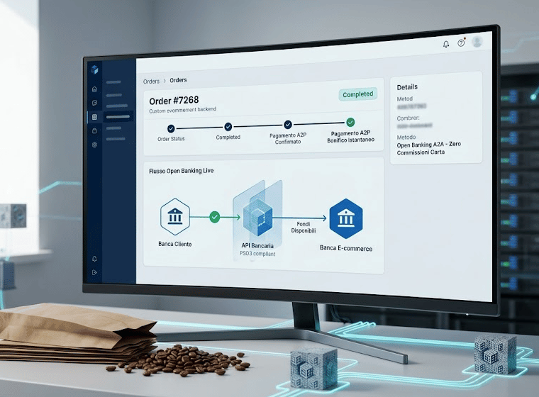 a modern e-commerce platform backend orders management screen, displayed on a high-resolution monitor