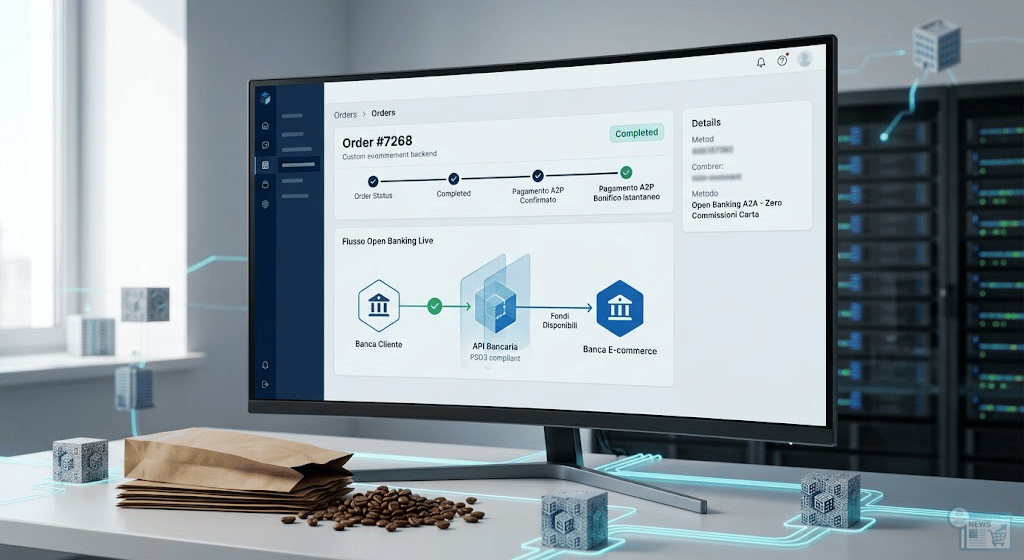 a modern e-commerce platform backend orders management screen, displayed on a high-resolution monitor