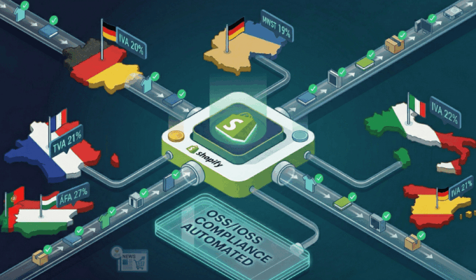 shopify al centro di un sistema di nazione europee con aliuote iva diverse