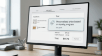Interfaccia di checkout e-commerce che espone chiaramente la natura personalizzata del prezzo applicato, nel rispetto della normativa europea.