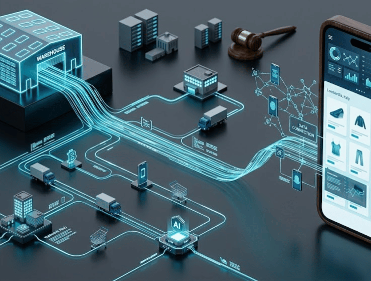 Rappresentazione concettuale dell'infrastruttura Cloud e AI di Alibaba applicata al retail globale