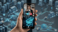 Schermata di smartphone che mostra l'interfaccia di acquisto di TikTok con icone di intelligenza artificiale
